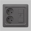 WBW-5749-ANT Bega Розетка 2 гнезда 30° с заземлением + Розетка компьютерная RJ45 Cat. 5e 1 гнездо, антрацит, в сборе Panasonic Shin Dong (Корея) WBW-5749-ANT - фото 604930