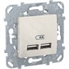 MGU5.418.25ZD Unica Розетка двойная USB 1А, бежевый Schneider Electric MGU5.418.25ZD - фото 605660