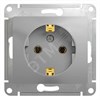 GSL000343 Glossa Механизм розетки 1 гнездо с заземлением, алюминий (уп.20шт.) Systeme Electric (Россия) GSL000343 - фото 606882