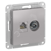 ATN000389 Atlasdesign Механизм розетки двойная TV + компьютерная RJ45, Cat.5e, алюминий (уп.10шт.) Schneider Electric ATN000389 - фото 606992