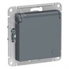 ATN000746 Atlasdesign Механизм розетки 1 гнездо с заземлением, шторками и крышкой, грифель (уп.10шт.) Systeme Electric (Россия) ATN000746 - фото 607238