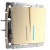 W1120110/WL10-SW-2G-LED Выключатель двухклавишный с подсветкой, шампань рифленый (уп.10шт.) Werkel™ a051414-1 - фото 608280