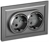 BR-R21-16-K46-F BRITE РС12-3-БрС Розетка двойная с заземлением, сталь, в сборе (уп.10шт.) IEK® BR-R21-16-K46-F - фото 608561