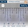 255-365 Гирлянда светодиодная "Айсикл" (бахрома) 5х0.7м 152LED бел. 12Вт IP67 эф. мерцания провод каучук черн. (нужен шнур питания 315-000) Neon-Night 255-365 - фото 609495