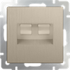 WL10-RJ11-45 Розетка телефонная RJ-11 и компьютерная RJ-45 шампань рифленая (уп.5шт.) WERKEL WL10-RJ11-45 - фото 610383