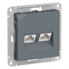ATN000785 Atlasdesign Механизм розетки двойной компьютерной RJ45+RJ45, Cat.5e, грифель (уп.10шт.) Systeme Electric (Россия) ATN000785 - фото 610617