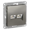 ATN000985 AtlasDesign Механизм розетки двойной компьютерной RJ45+RJ45, Cat.5e, сталь Systeme Electric (Россия) ATN000985 - фото 610870