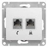 GSL000185 Glossa Розетка телефон/компьютер RJ11+RJ45, 5е, 2 гнезда, белая, механизм (уп.10шт.) Schneider Electric GSL000185 - фото 611543
