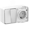 ATN540174 AtlasDesign Profi54 О/У БЛОК: розетка с заземлением со шторками 16А 250B, выключатель двухклавишный IP54 10А, белый Schneider Electric ATN540174 - фото 613780