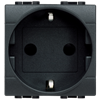 L4141 LivingLight Розетка 2П + заземление (боков.) 10А/16А с защитными шторками 2 модуля, цвет антрацит Bticino (Legrand) L4141 - фото 613863