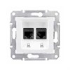 SDN4400121 Sedna Механизм 2хRJ45, кат. 5е, с пруж. заж, , белая (уп.10шт.) Schneider Electric SDN4400121 - фото 613867