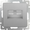WL09-RJ11-45 Розетка телефонная RJ-11 и компьютерная RJ-45 серебряная рифленая (уп.5шт.) WERKEL WL09-RJ11-45 - фото 614013