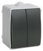 EVS20-K03-10-54-DC ФОРС  Выключатель двухклавишный наружный IP54 (уп.10шт.) IEK® EVS20-K03-10-54-DC - фото 614772