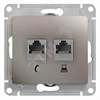 GSL001285 Glossa Розетка телефон/компьютер RJ11+RJ45 Cat. 5e, платина, механизм (уп.10шт.) Schneider Electric GSL001285 - фото 615006