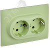 SK-R24-16-K06-F Skandy Розетка двойная с заземлением и шторками, мятная, в сборе (уп.10шт.) IEK® (Китай) SK-R24-16-K06-F - фото 616382
