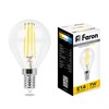 25874 Filament LB-52 P LED 7Вт E14 2700К 740Лм шарик 220В (замена 60Вт) Лампа светодиодная (уп.10/100шт.) FERON (Китай) 25874 - фото 618745