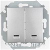 1591392-033 S15 Выключатель двухклавишный с подсветкой, 16А, 250В, винт. зажим, алюминий (уп.20шт.) 1591392-033 - фото 618856