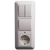 BK2VR-005V-B Prima С/У Блок: Розетка с/з и шторками 16А, 250В + выключатель 1кл.с подсветкой + выключатель 1кл., белый (уп.27шт.) Schneider Electric BK2VR-005V-B - фото 619623