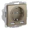 ATN000530 Atlasdesign Механизм розетки 1 гнездо с заземлением с 2 USB A+A, 5В/2,4А, 2х5В/1,2А, шампань Schneider Electric ATN000530 - фото 620266