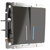 WL07-SW-2G-2W-LED Выключатель двухклавишный проходной с подсветкой, серо-коричневый ВЫВЕДЕНА ИЗ АССОРТИМЕНТА a035911-1 - фото 620934