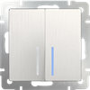 WL13-SW-2G-2W-LED Выключатель двухклавишный проходной с подсветкой, перламутровый рифленый (уп.10шт.) Werkel™ a040898-1 - фото 623299