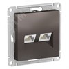 ATN000685 AtlasDesign Механизм розетки двойной компьютерной RJ45+RJ45, Cat.5e, мокко (уп.10шт.) Systeme Electric (Россия) ATN000685 - фото 623319