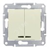 SDN0300347 Sedna Механизм выключателя 2-кл. с синей подсветкой, 10А, 250В, бежевый (уп.10шт.) SDN0300347 - фото 623452