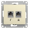 GSL000285 Glossa Розетка телефон/компьютер RJ11+RJ45 Cat. 5e, бежевая, механизм (уп.10шт.) Schneider Electric GSL000285 - фото 624750
