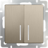 WL10-SW-2G-2W-LED Выключатель двухклавишный проходной с подсветкой, шампань рифленый (уп.10шт.) a035617 - фото 624798
