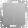 WL09-SW-1G-2W-LED Выключатель одноклавишный проходной с подсветкой, серебряный рифленый (уп.10шт.) a035653 - фото 625439