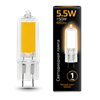 107807105 Gauss LED G4 AC220-240V 5.5W 3000K Glass Лампа светодиодная (уп.10шт.) 107807105 - фото 626550