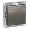 ATN000946 AtlasDesign Механизм розетки 1 гнездо с заземлением, шторками и крышкой, сталь (уп.5шт.) Systeme Electric (Россия) ATN000946 - фото 627066