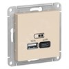 ATN000239 AtlasDesign Механизм розетки USB A+С 5В/2.4А 2х5В/1.2А, бежевый Schneider Electric ATN000239 - фото 629800