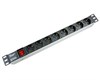 PDU-8P Блок еврозеток 220В, 19", 1U, 8 розеток, 2К+З, выключатель, гнездо под шнур Cabeus PDU-8P - фото 631564