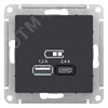 ATN001039 AtlasDesign Механизм розетки USB A+С 5В/2.4А 2х5В/1.2А, карбон Systeme Electric (Россия) ATN001039 - фото 631700