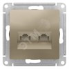 ATN000585 AtlasDesign Механизм розетки двойной компьютерной RJ45+RJ45, Cat.5e, шампань (уп.5шт.) Systeme Electric (Россия) ATN000585 - фото 634718